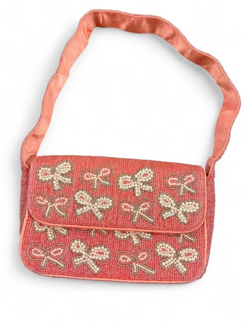 NWOB Viral Rachel Zoe Pink Beaded Bow Shoulder Bag Glam Party Y2K